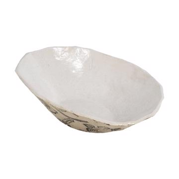 Birds service in stamped sandstone, white, deep plate [2]