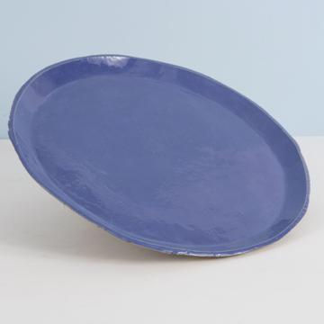 Birds service in stamped sandstone, dark blue, 27 cm de diam. [4]