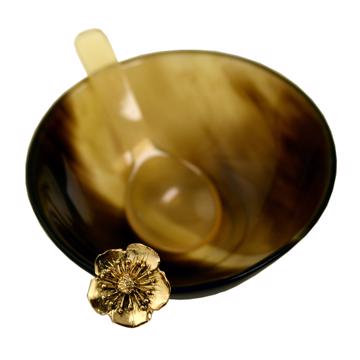 Salt cellar horn & Frog in silver or gold plated, gold, sakura [3]