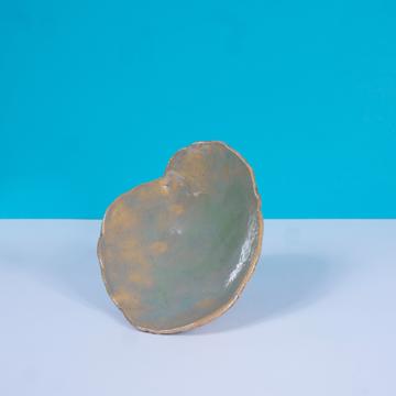 Bird bread dish in stamped sandstone, sea green [1]