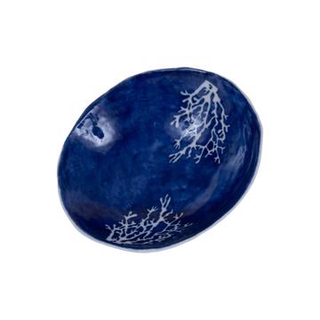 Stencil cup in stamped porcelain , dark blue, coral branches [3]