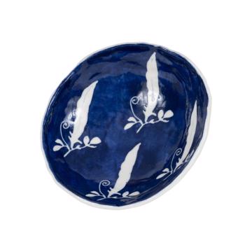 Stencil cup in stamped porcelain , dark blue, folliage [3]