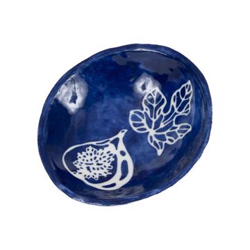 Stencil cup in stamped porcelain , dark blue, fig [3]