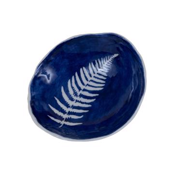 Stencil cup in stamped porcelain , dark blue, fern [3]
