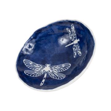 Stencil cup in stamped porcelain , dark blue, 2 dragonfly [3]