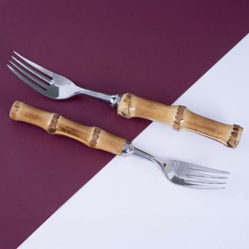 Bamboo forks in stainless steel, nature, table [1]