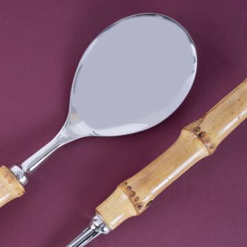 Bamboo salad set in stainless steel, nature [2]