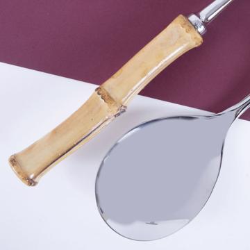 Bamboo salad set in stainless steel, nature [3]