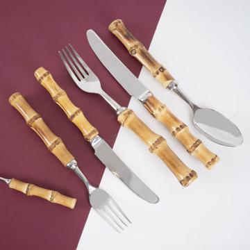 Bamboo Cutlery in stainless steel
