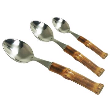 Bamboo spoons in stainless steel, nature, table [3]