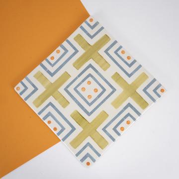 Geometric earthenware trivet, light green