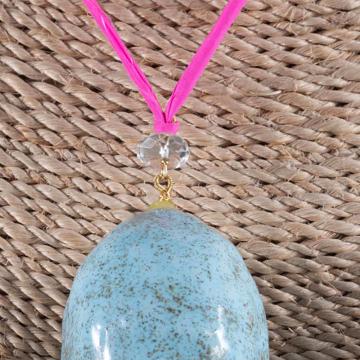 EggPendent in earthenware and silk, light blue [2]