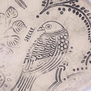 Birds brunch plate in stamped sandstone, yellow [4]