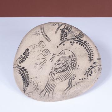 Birds brunch plate in stamped sandstone, antic pink [4]