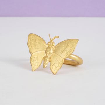 Insect napkin rings in plated copper, mat gold, plain buterfly [2]