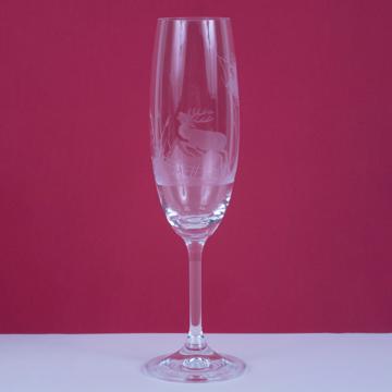 Flute Chasse en Cristal gravé, transparent, cerf
