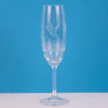 Flute Chasse en Cristal gravé, transparent, perdrix