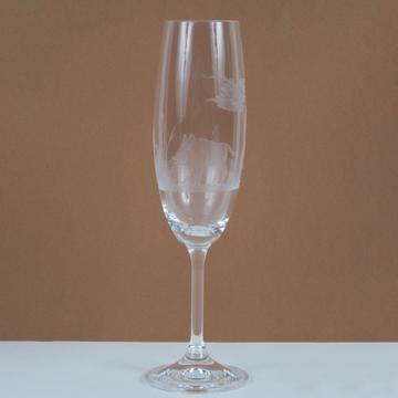 Flute Chasse en Cristal gravé, transparent, sanglier