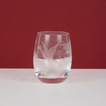 Hunting shooter glass in engraved cristal, transparent, partridge