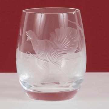 Hunting shooter glass in engraved cristal, transparent, guinea fowl [2]