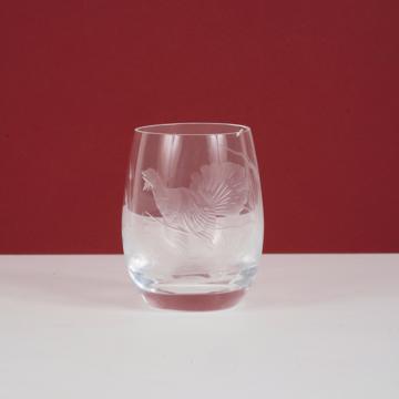 Hunting shooter glass in engraved cristal, transparent, guinea fowl [1]