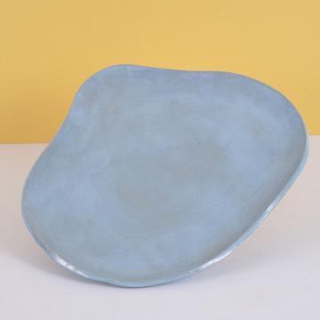 Cloud service in stamped stoneware, sky blue, table