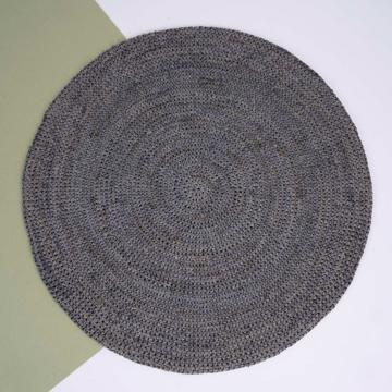 Set de table Rond en raphia, gris