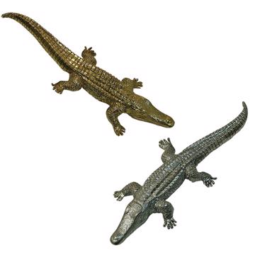 Salière et poivrière Crocodile en métal argenté ou doré, multicolore, set de 2