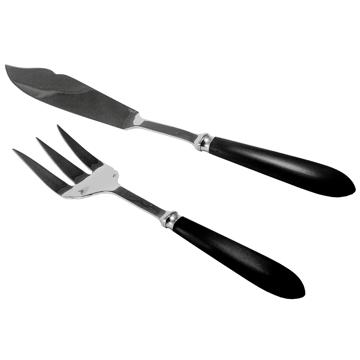 Tipo fish serving set in inox and resin, black [4]