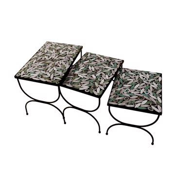 Set de 3 tables gigognes en ceramique