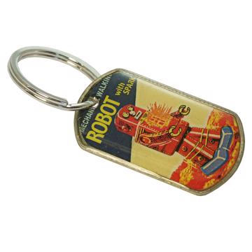 Robot key ring in Resin and Aluminum, red 