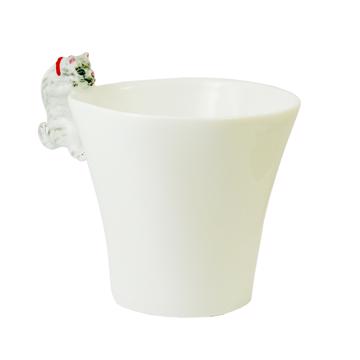Cat cup in Limoges porcelain, light grey, coffee/tea [3]