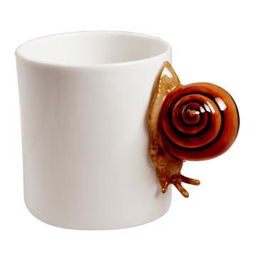 Snail Mug in Limoges Porcelain, brown, 10 cm high