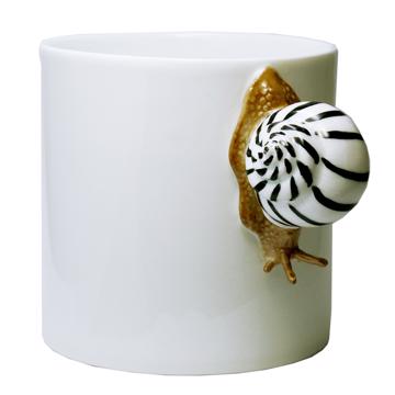 Snail Mug in Limoges Porcelain, black, 10 cm high