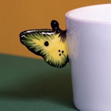 Butterfly Cups in Porcelain, yellow, coffee/tea [4]