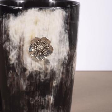 Horn Vase sakura pattern, silver, 10 cm high [3]