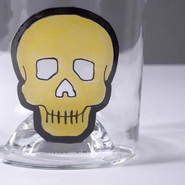 Skull Glass in Enamel on Crystalline, yellow [2]